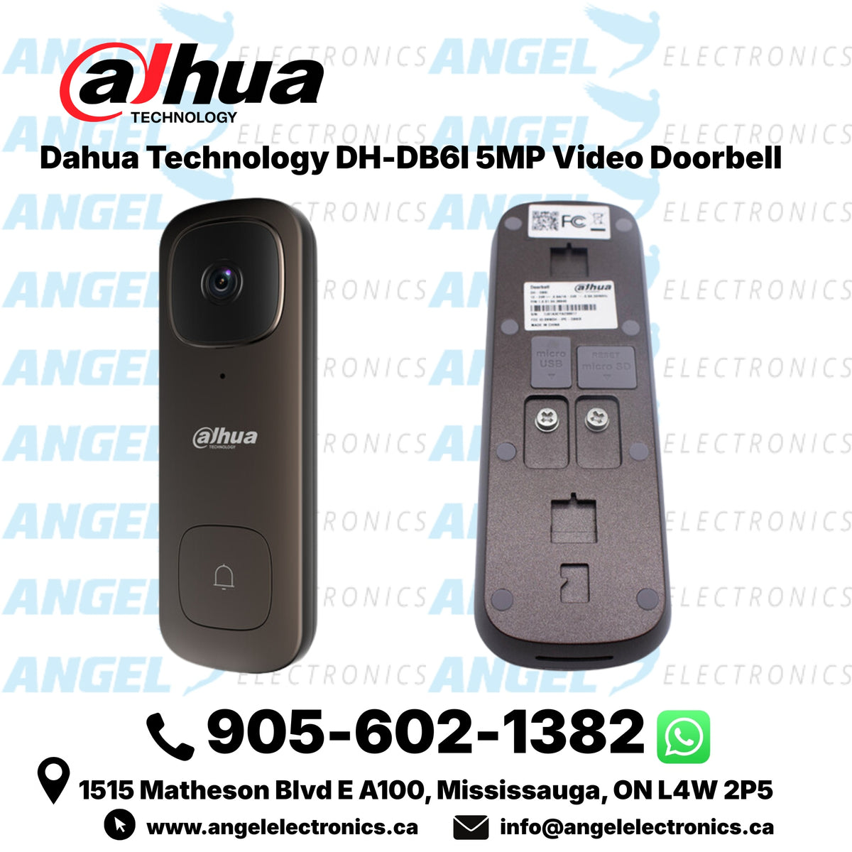 Dahua DH-DB6I-CAN  5MP Wired Video Doorbell – Dual-Band Wi-Fi, 2-Way Talk, Person Detection & Local Storage