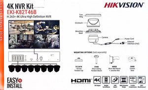 Hikvision IP Security Camera Kit 8 Channel 4K NVR with 6 x 4MP Turret Cameras EKI-K82T46 B