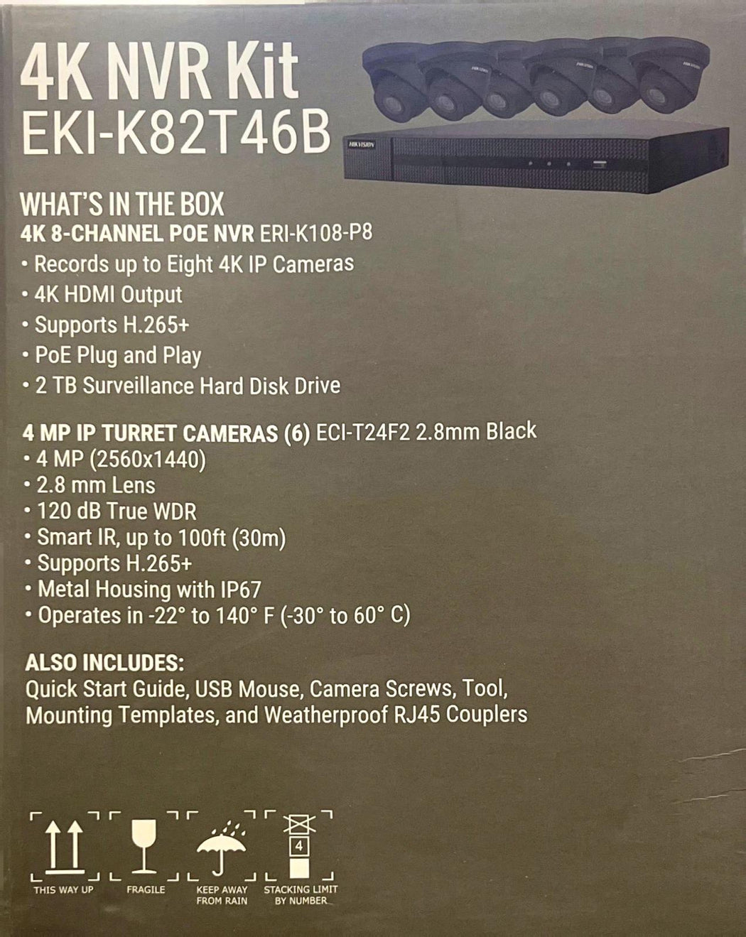 Hikvision IP Security Camera Kit 8 Channel 4K NVR with 6 x 4MP Turret ...
