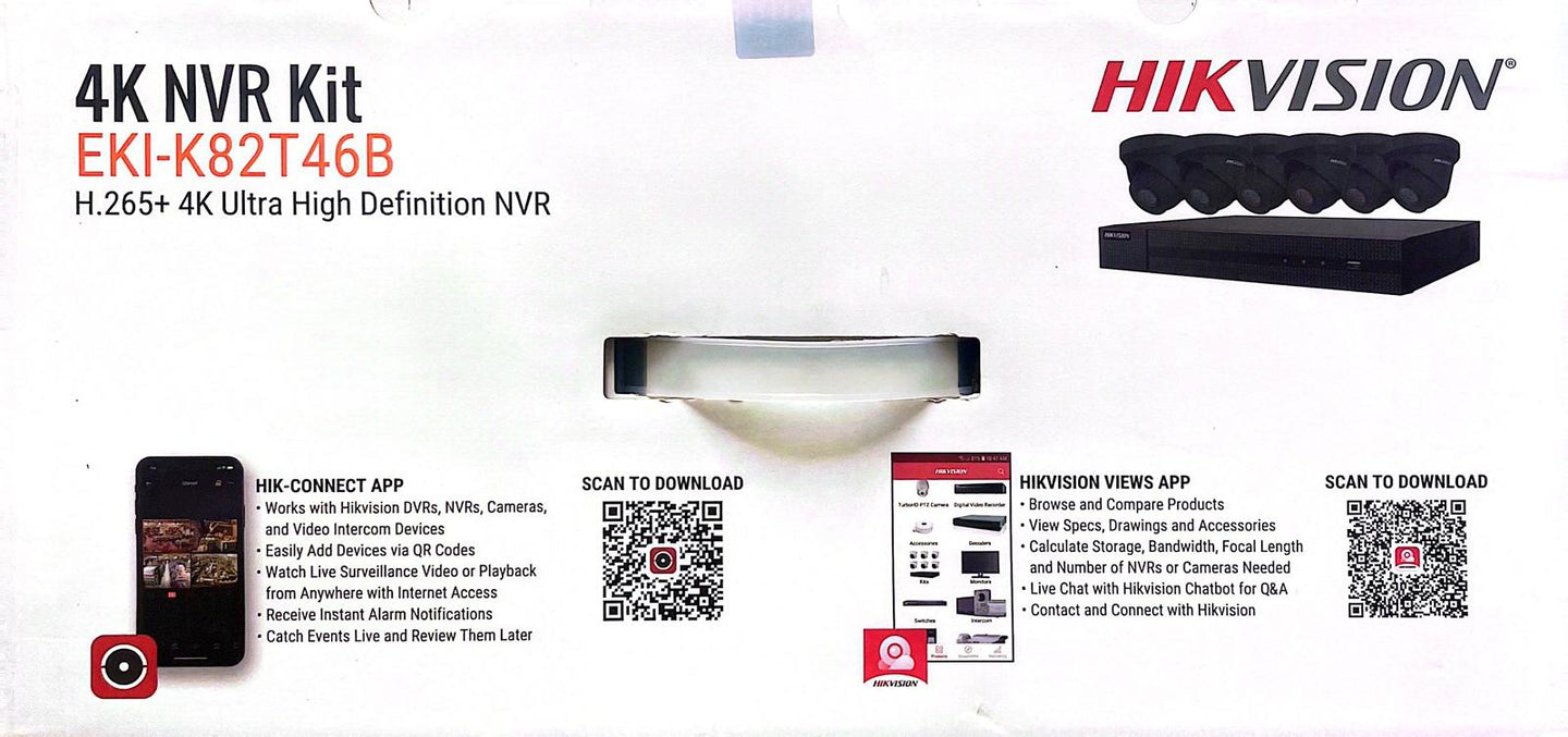 Hikvision IP Security Camera Kit 8 Channel 4K NVR with 6 x 4MP Turret Cameras EKI-K82T46 B