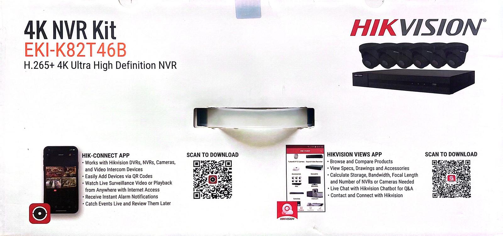 Hikvision IP Security Camera Kit 8 Channel 4K NVR with 6 x 4MP Turret Cameras EKI-K82T46 B