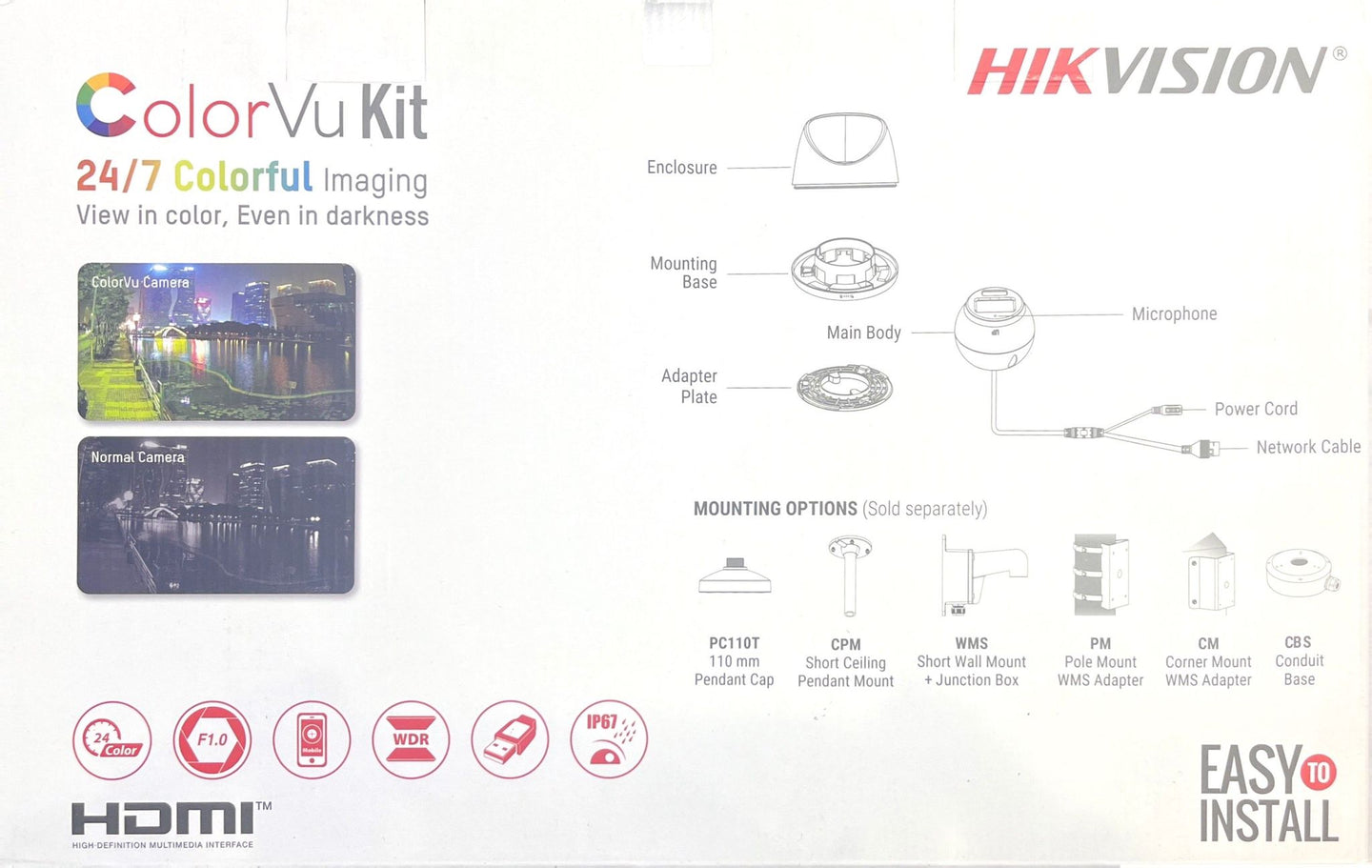 Hikvision IP Security Camera Kit 8 CH 4K NVR with 6 x 4MP ColorVu Turret Cameras   EKI-K82T46C