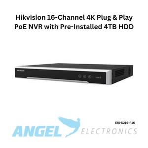 Hikvision 16 Channel PoE 4K NVR with 4TB HDD – H.265+ Plug & Play IP Recorder