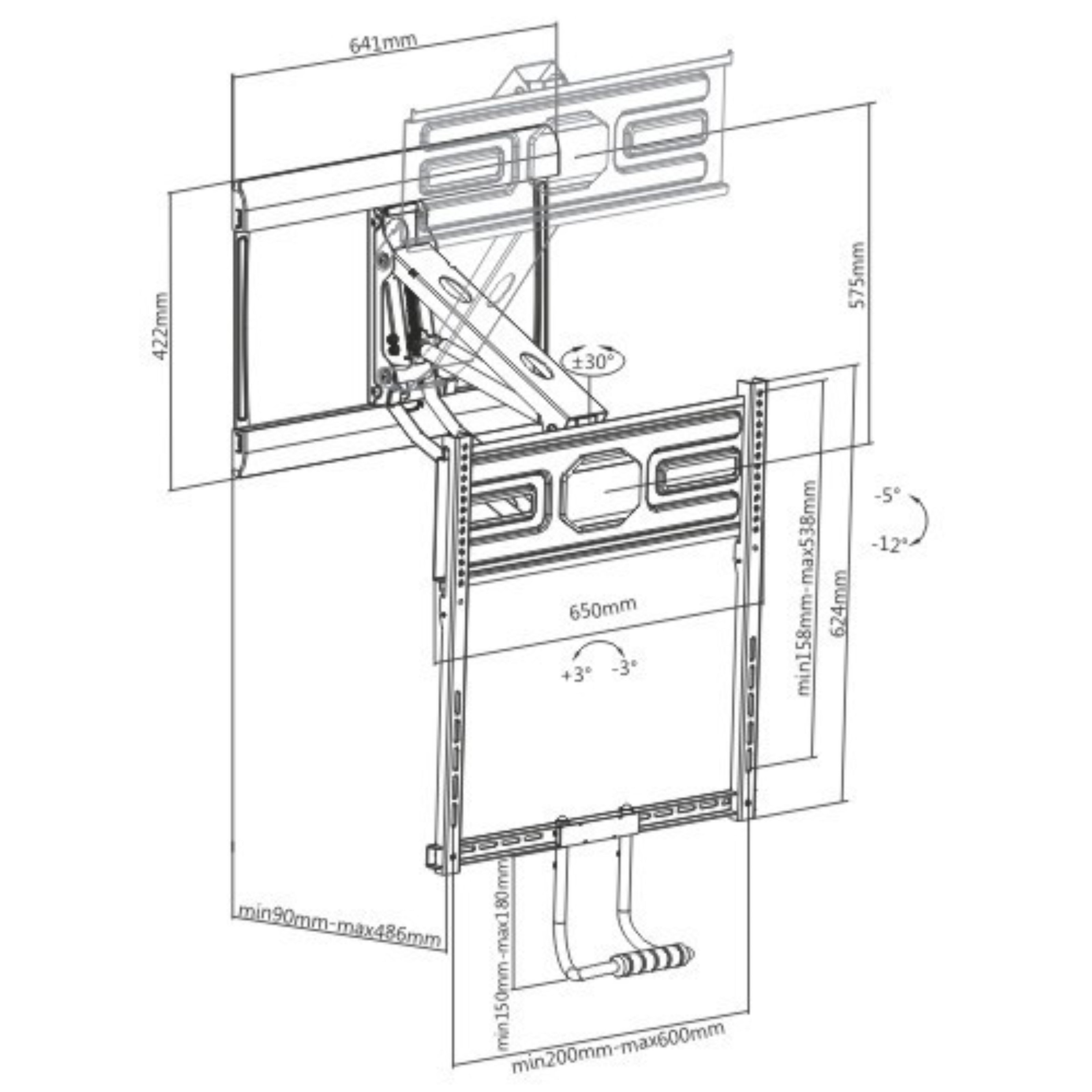 LPA53-461  Full-Motion Above Fireplace Pull-Down TV Wall Mount For 43"-70" TVs Ideal for wood, mansonry and concrete construction weighing up to 35kg (28.6lbs-77lbs)