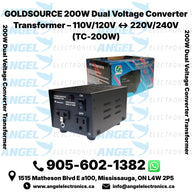 GOLDSOURCE 200W Dual Voltage Converter Transformer – 110V/120V ↔ 220V/240V (TC-200W)