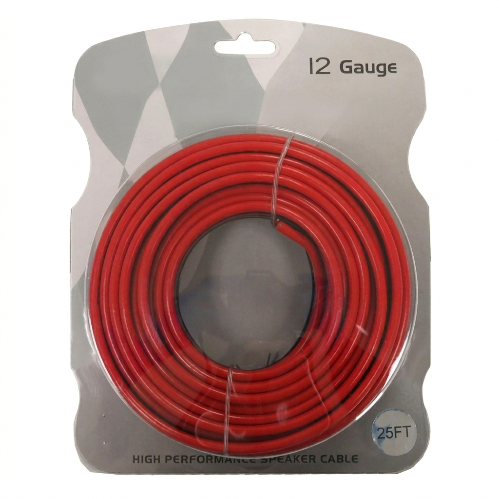 12 Gauge Speaker Wire 25FT – Black & Red, Blister Pack