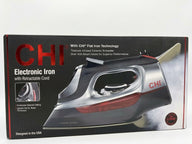 CHI Electronic Steam Iron with Retractable Cord & Flat Iron Technology - Titanium Ceramic Soleplate, 1700 Watts, 400+ Steam Holes, Swivel Water Fill
