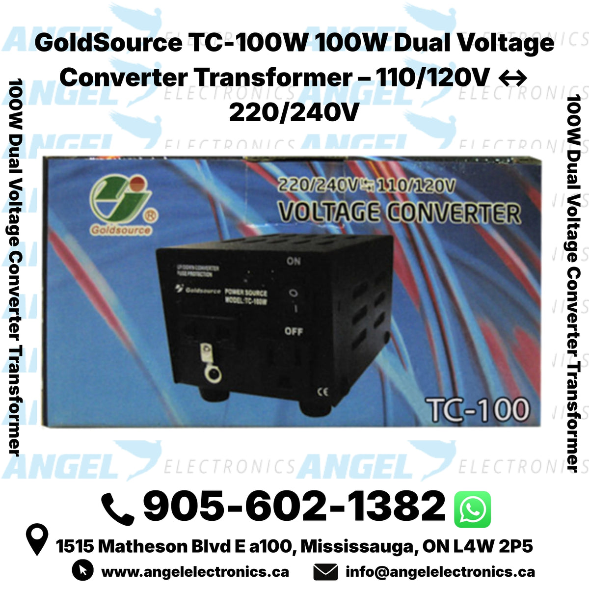 GoldSource TC-100W Voltage Converter 220/240V to/from 110/120V, 100 Watts