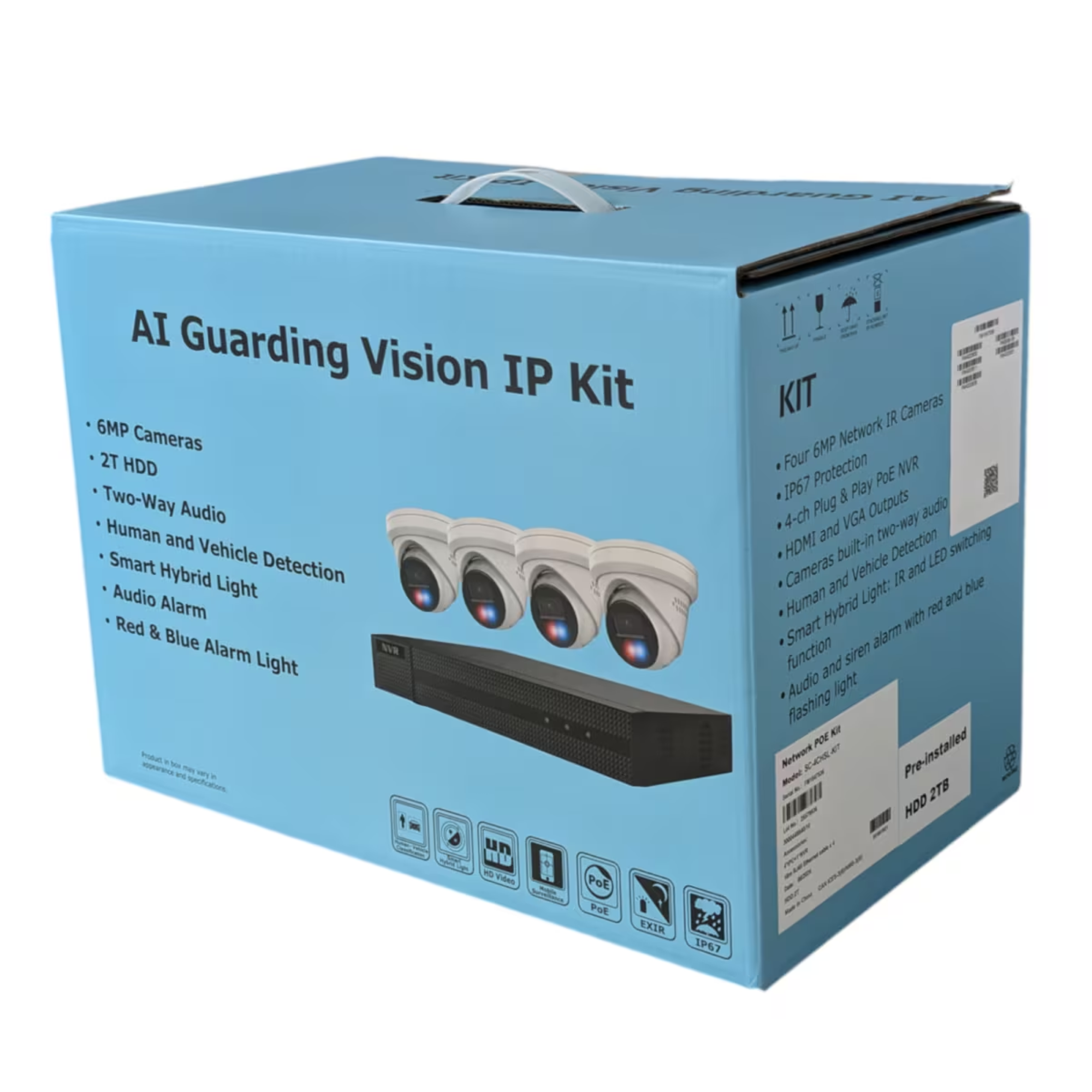 AI Guarding Vision 4ch  IP Security Camera Kit IP-KIT4642-BR  ( HIKVISION )