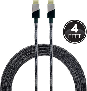 GE Premium HDMI Cable, Ethernet, 4 Foot, Ultra HD, Full HD 1080P, HDR Capability, 18 Gbps Data Transfer, 4K 60Hz HDMI, Works with Smart TVs, Roku, Streaming Devices, Blu Ray, Cable, Black, 35531