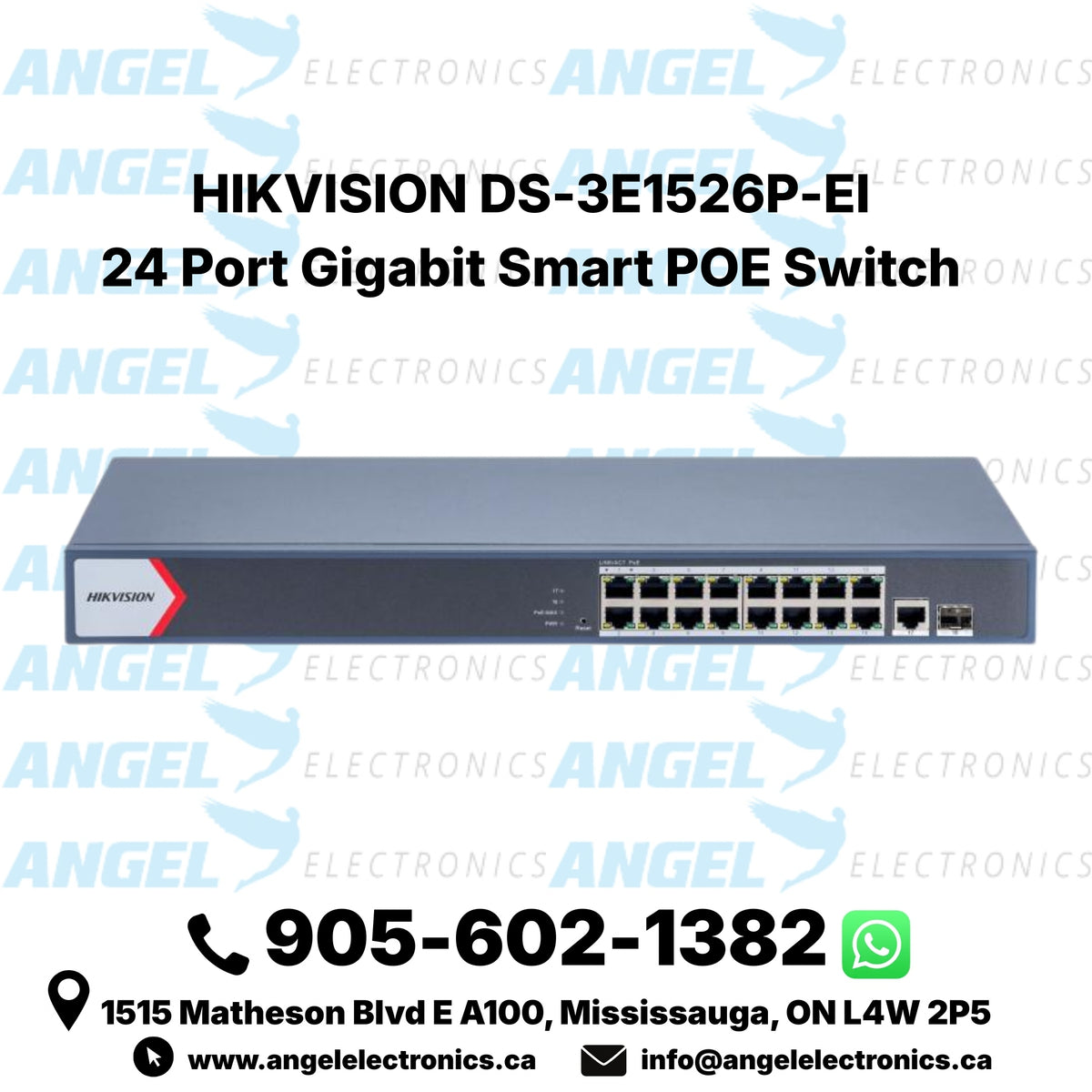 Hikvision DS-3E1526P-EI 24-Port Gigabit Smart PoE Switch – 370W, VLAN, Fiber Uplink