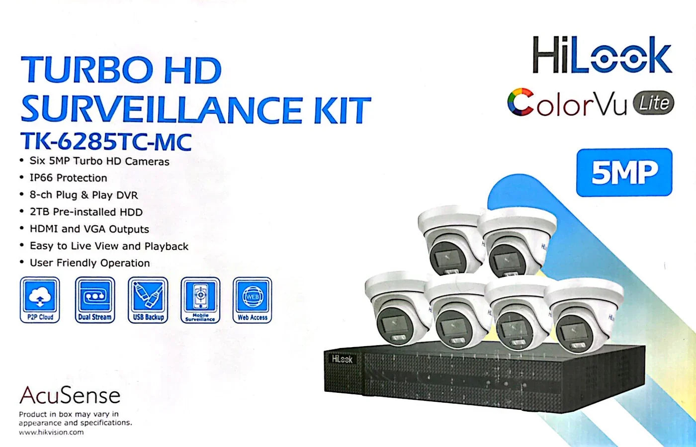 HiLook 5MP ColorVu Lite DVR Security Camera Kit | 4 Channel & 8 Channel CCTV System with HDD | Models TK-4145TC-MC & TK-6285TC-MC