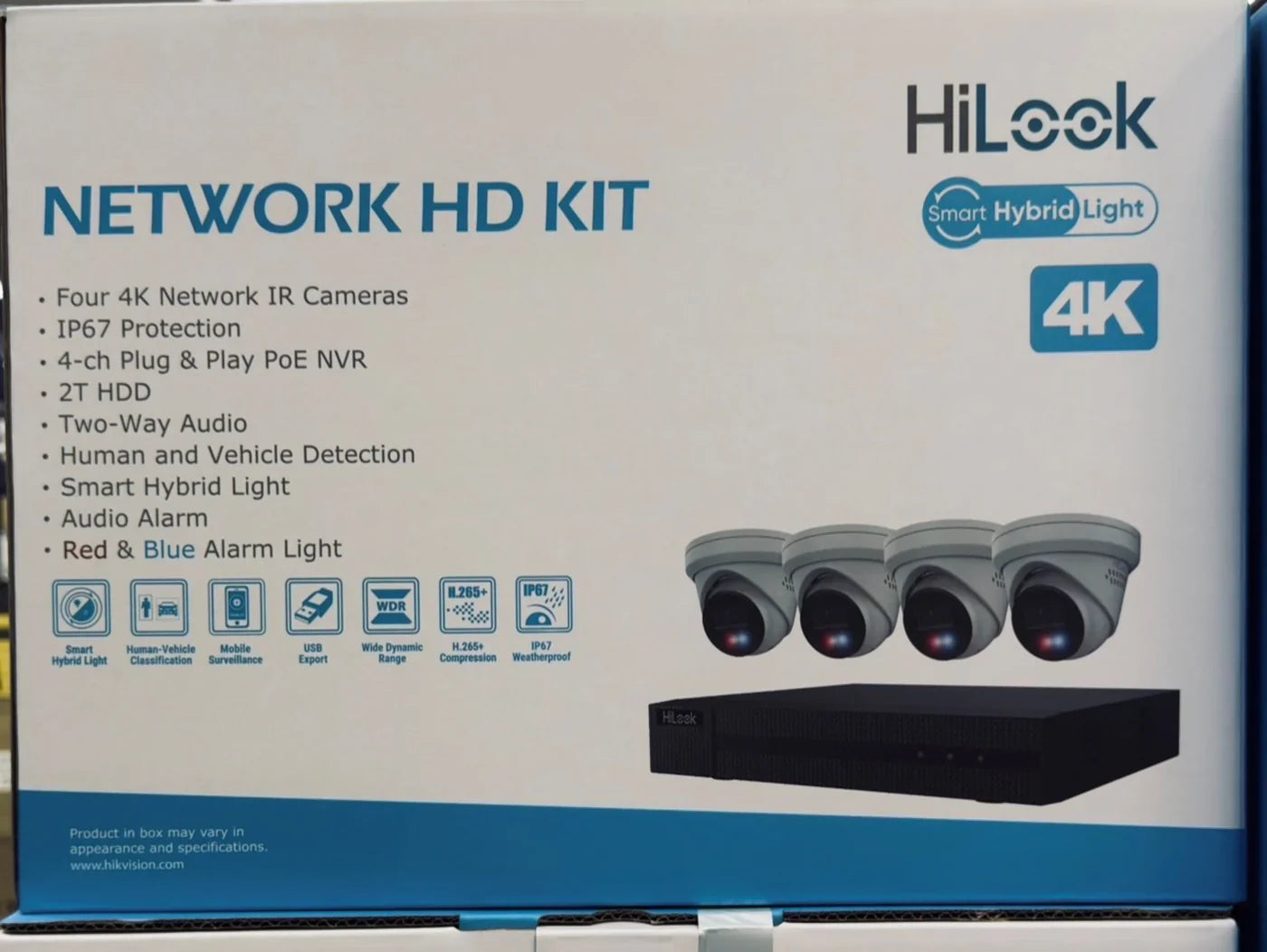 HiLook 4K Network HD PoE Security Camera Kit with 2TB HDD | 4 Channel & 8 Channel NVR | Two-Way Audio | Strobe Light & Siren Alarm