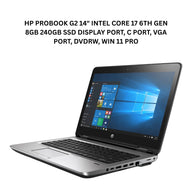HP ProBook 640 G2 14" Laptop – Intel Core i7 6th Gen, 8GB RAM, 240GB SSD, DVD-RW, Win 11 Pro