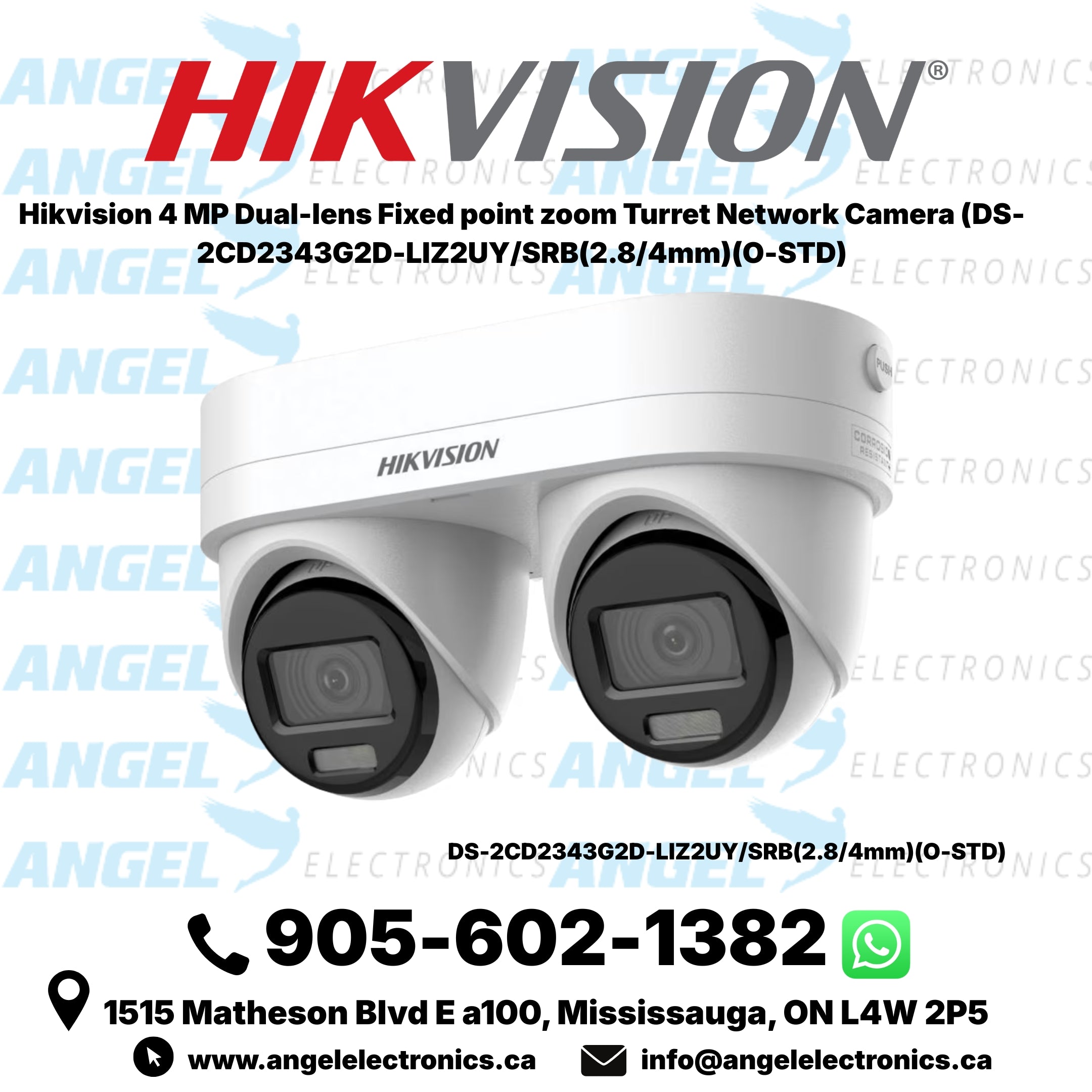 Hikvision 4 MP Dual-lens Fixed point zoom Turret Network Camera (DS-2CD2343G2D-LIZ2UY/SRB(2.8/4mm)(O-STD)
