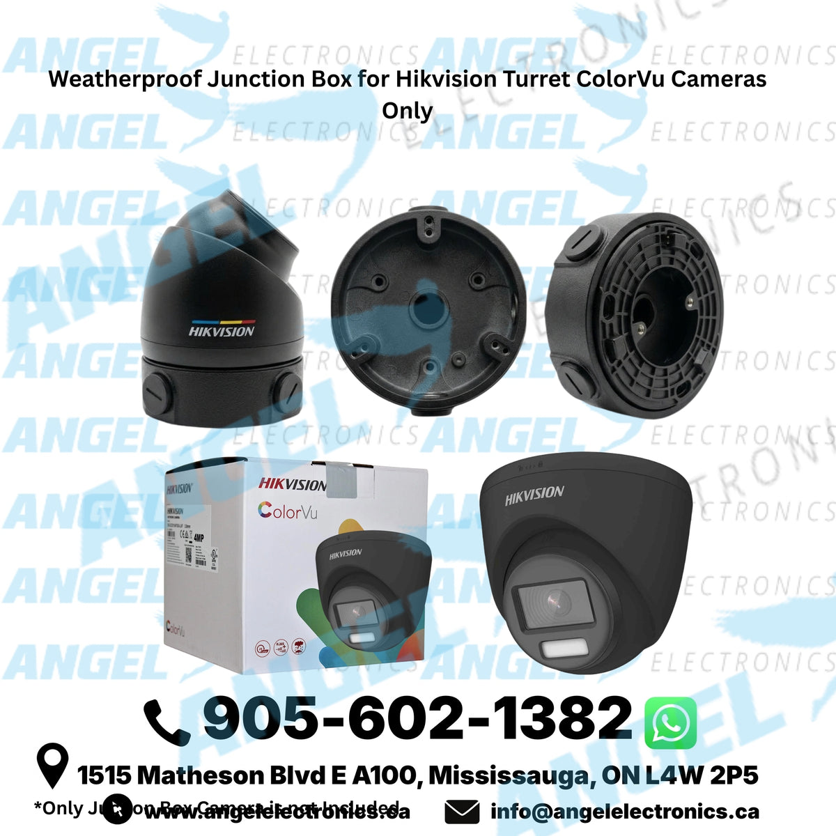 Custom Weatherproof Junction Box for Hikvision Turret ColorVu Cameras Only(Fits DS-2CD1347G2-LUF) – Available in White & Black