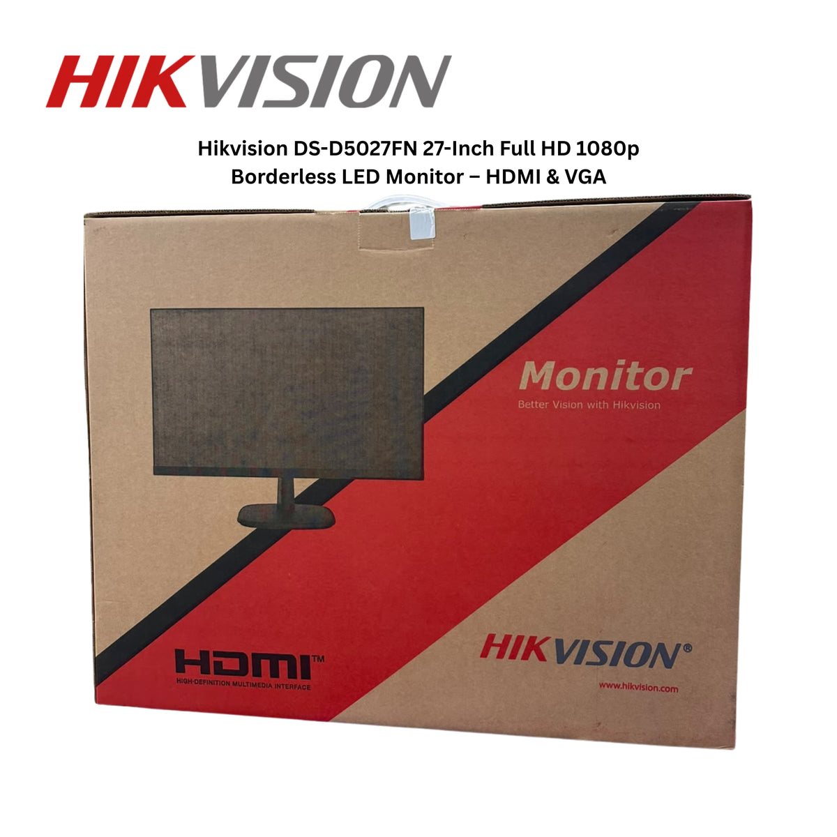 Hikvision DS-D5027FN 27-Inch Full HD 1080p Borderless LED Monitor – HDMI & VGA