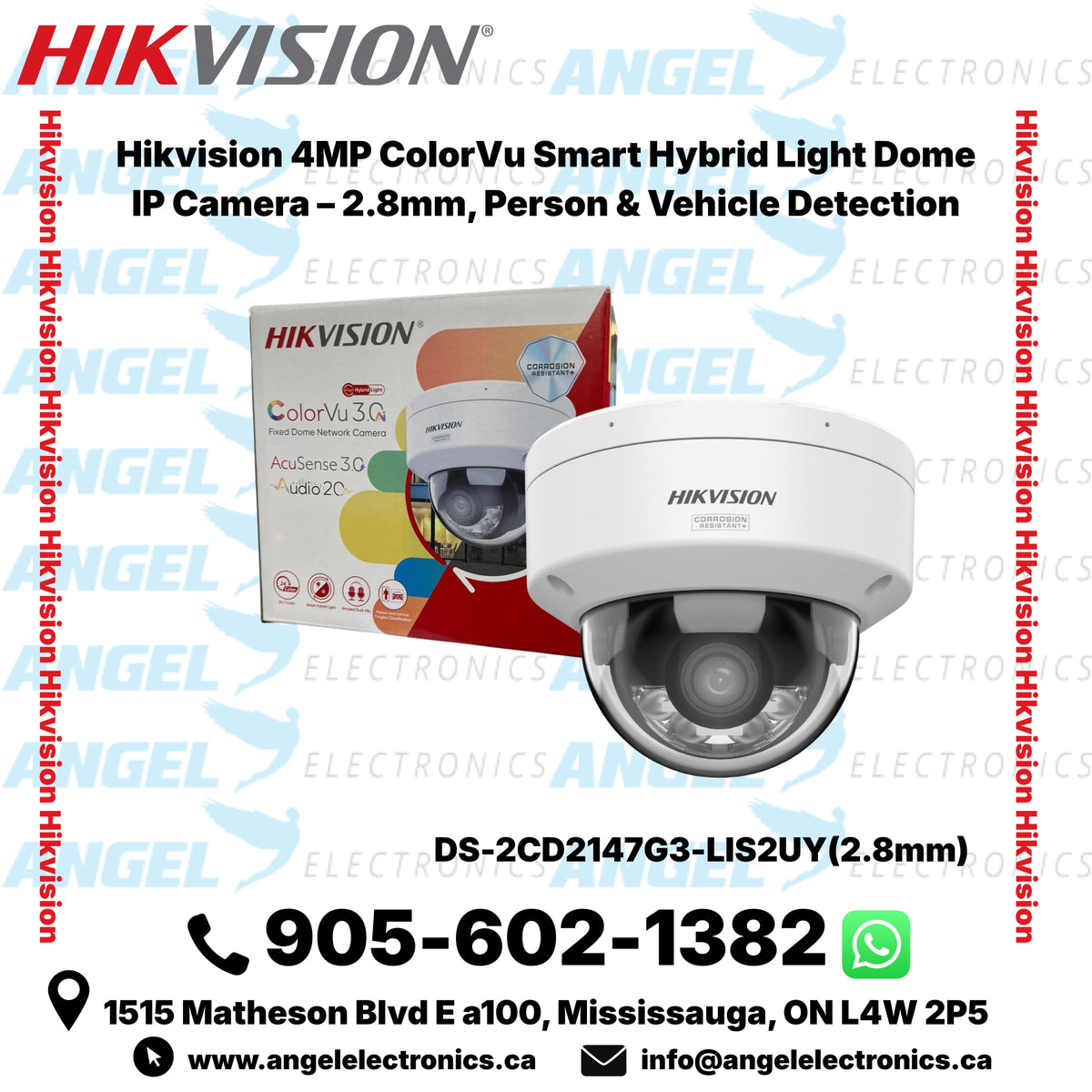 Hikvision 4MP ColorVu Smart Hybrid Light Dome IP Camera – 2.8mm, Person & Vehicle Detection (DS-2CD2147G3-LIS2UY)
