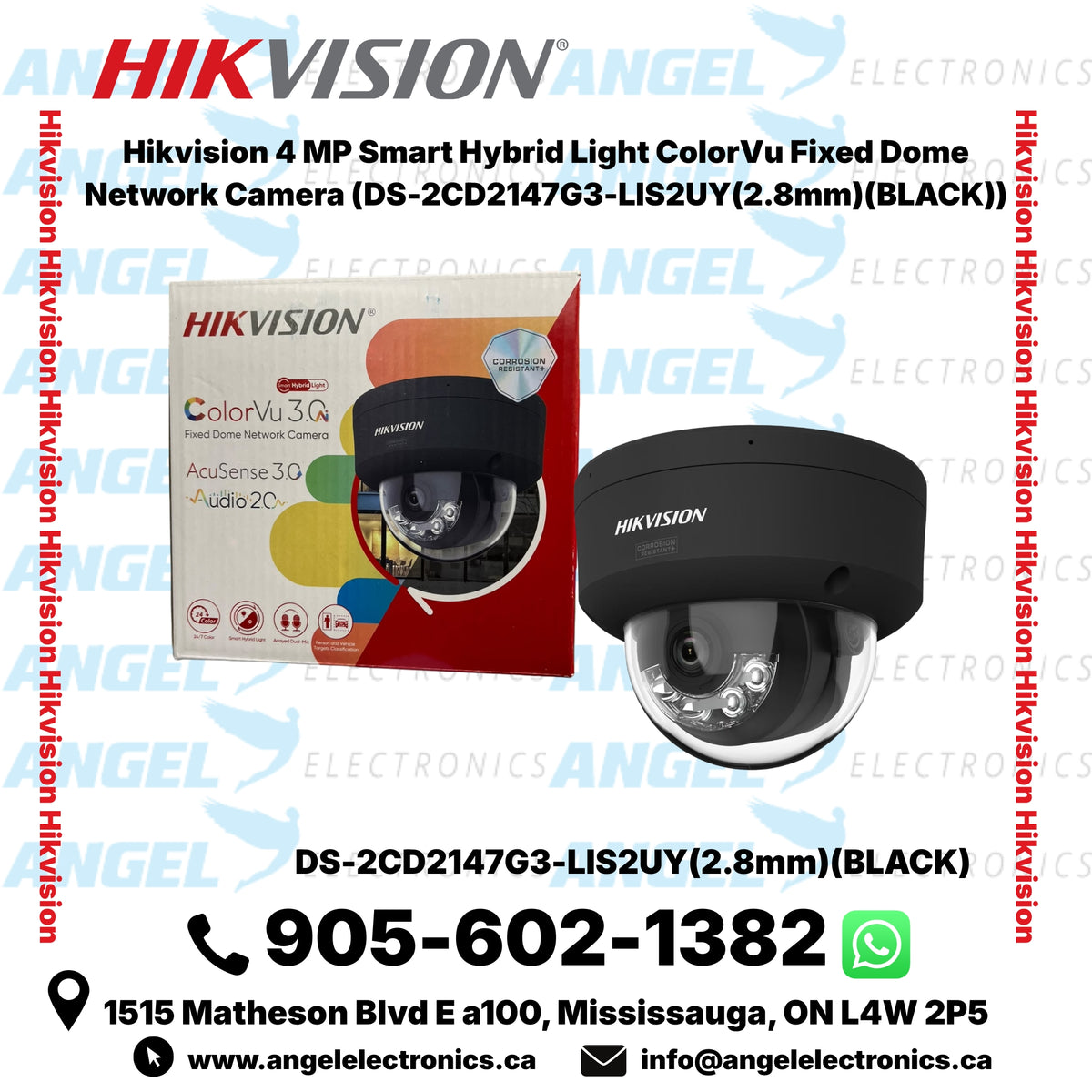 Hikvision 4MP ColorVu Smart Hybrid Light Dome IP Camera – 2.8mm, Person & Vehicle Detection (DS-2CD2147G3-LIS2UY)