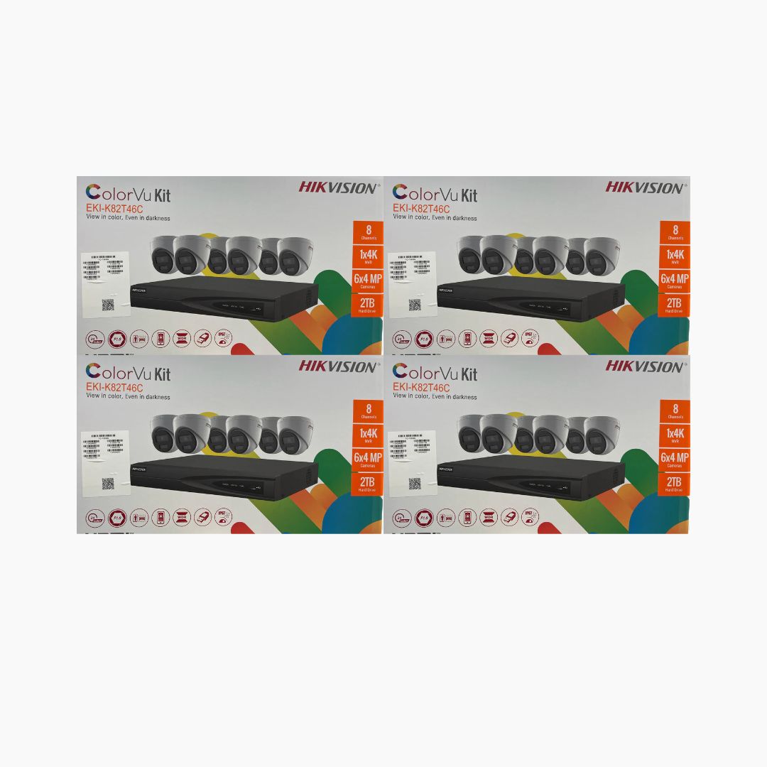 Hikvision ColorVu 4MP IP Security Camera System Kit – 4, 8 & 16 Channel 4K NVR with 2TB/4TB HDD – Outdoor Night Color Turret Cameras 2.8mm Lens – White & Black Variants