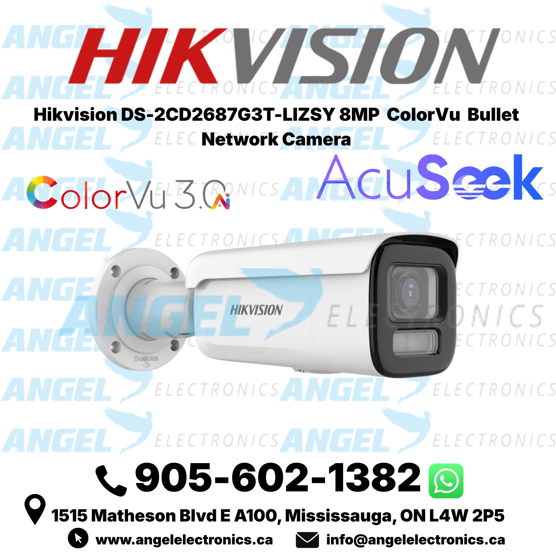 Hikvision DS-2CD2687G3T-LIZSY 8MP  ColorVu Smart Hybrid Light Motorized Varifocal Bullet Network Camera