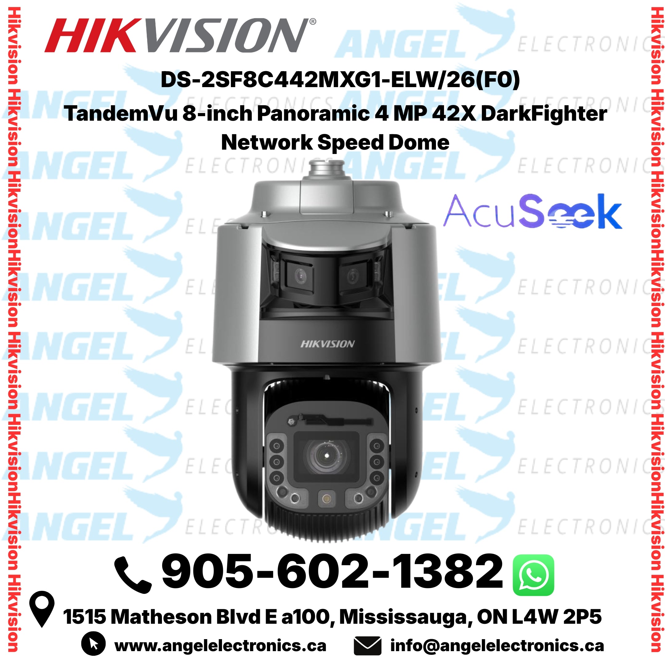 Hikvision TandemVu 8" 6MP Panoramic + 42X PTZ Network Speed Dome – DarkFighter 2.0, AcuSeek (DS-2SF8C442MXG1-ELW/26(F0))