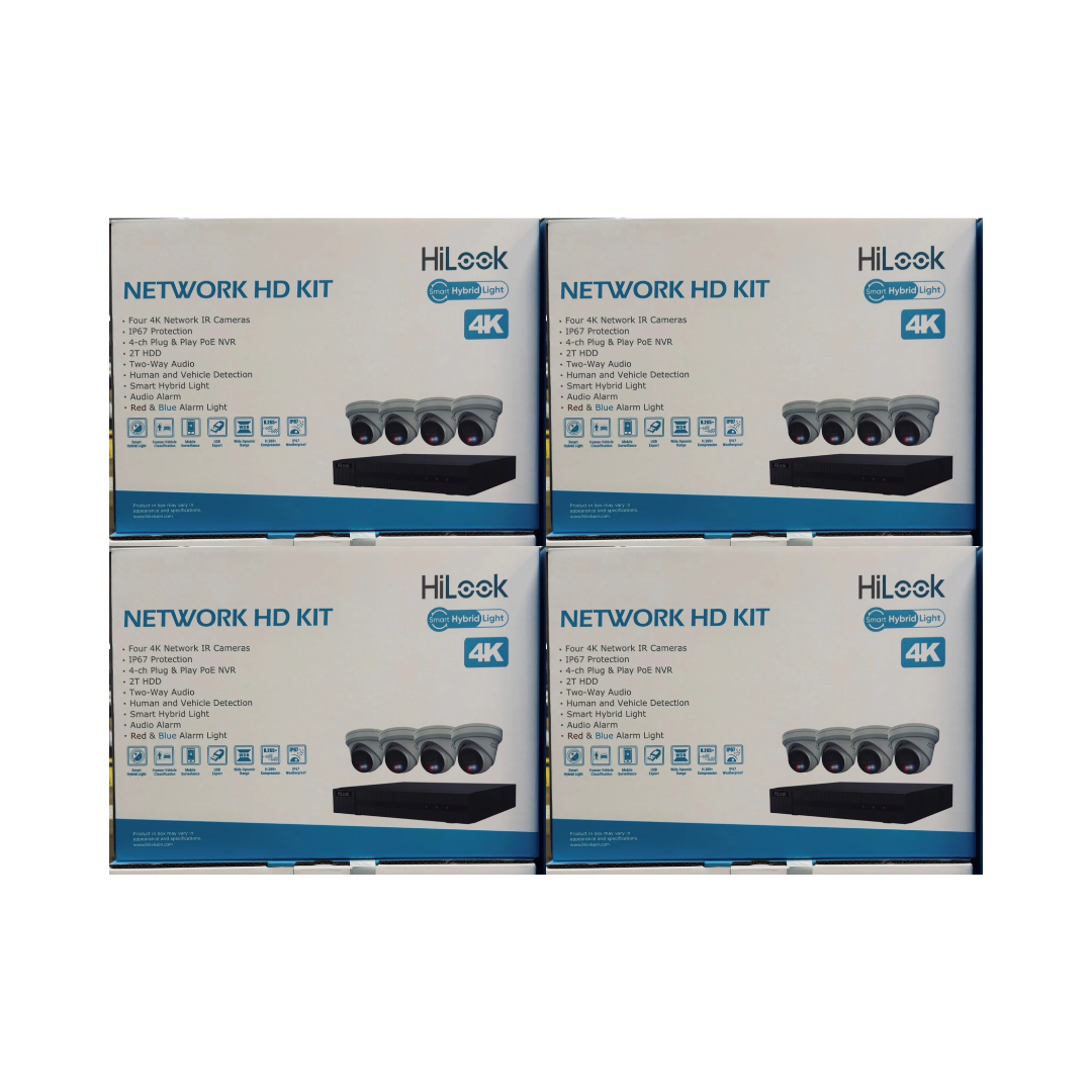 HiLook 4K Network HD PoE Security Camera Kit with 2TB HDD | 4 Channel & 8 Channel NVR | Two-Way Audio | Strobe Light & Siren Alarm