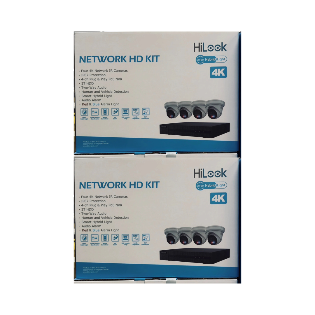 HiLook 4K Network HD PoE Security Camera Kit with 2TB HDD | 4 Channel & 8 Channel NVR | Two-Way Audio | Strobe Light & Siren Alarm