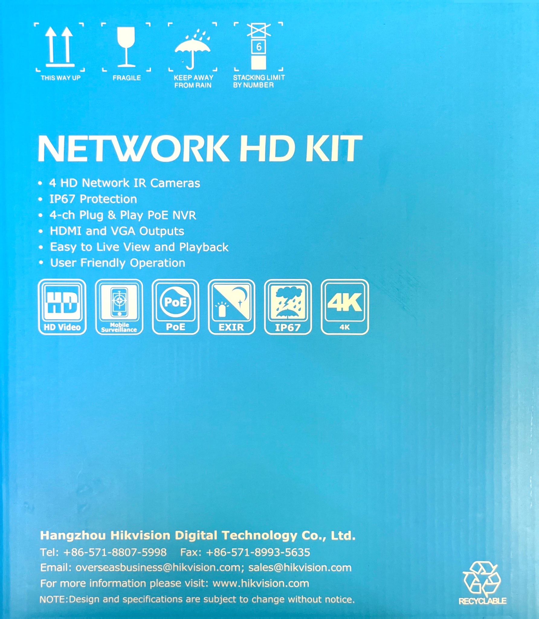 HiLook IK-4248TH-MH/P 4-Channel 4K PoE NVR Kit | 2TB Pre-Installed HDD NVR, IP67, Desktop Client/HiLook Mobile App