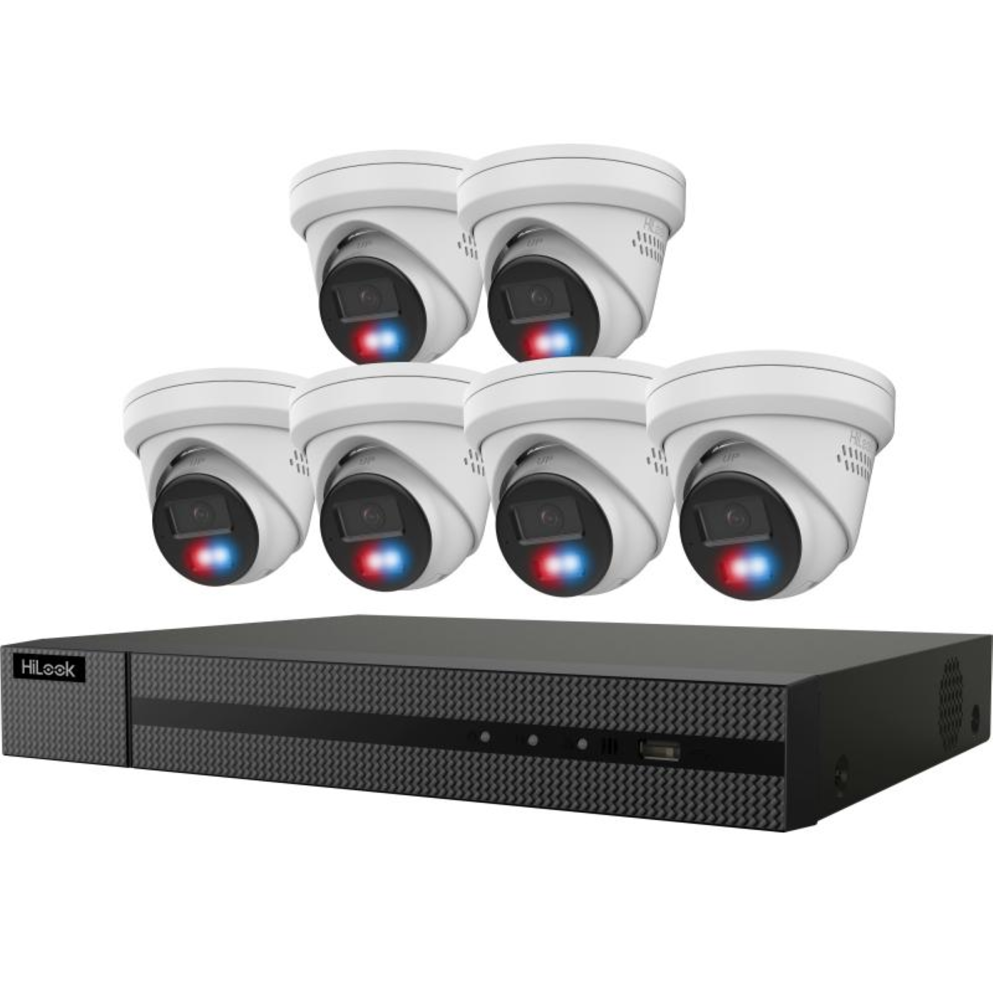 HiLook IK-6288TH-MH/PL 8-Channel 4K PoE NVR Kit | 2TB pre-Installed HDD NVR, Two Way Audio, Strobe lights and Alarm
