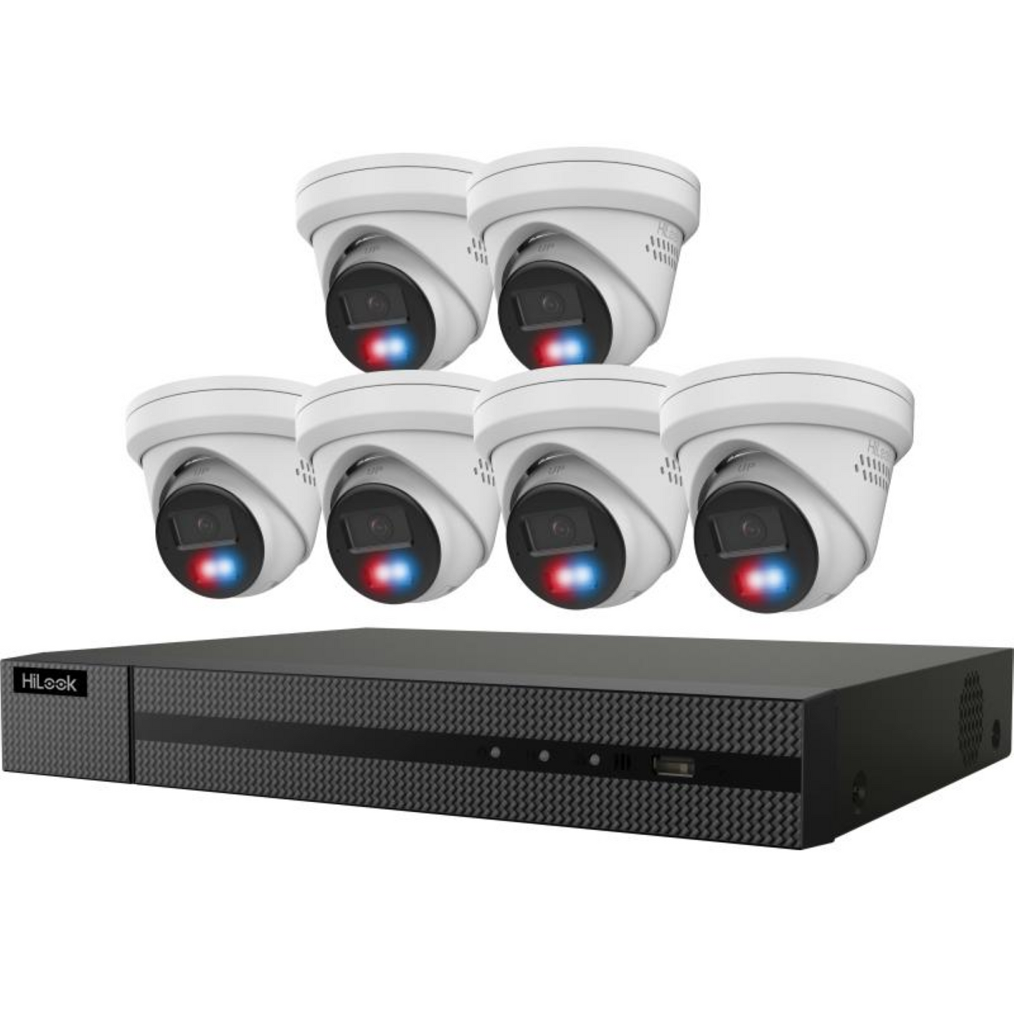HiLook IK-6288TH-MH/PL 8-Channel 4K PoE NVR Kit | 2TB pre-Installed HDD NVR, Two Way Audio, Strobe lights and Alarm