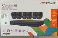 HIKVISION COLORVU KIT SIX 4MP OUTDOOR TURRET CAMERAS 2.8MM LENS 8CH 4K NVR  EKI-K82T46 C IP (BLACK)
