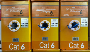 CAT6-1000: CMR SOLID 23AWG x 4C UTP CABLE 1000FT, 4 colours