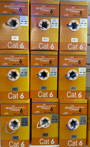 CAT6-1000: CMR SOLID 23AWG x 4C UTP CABLE 1000FT, 4 colours