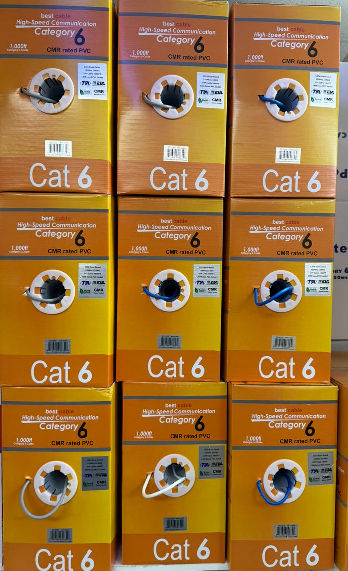 CAT6-1000: CMR SOLID 23AWG x 4C UTP CABLE 1000FT, 4 colours