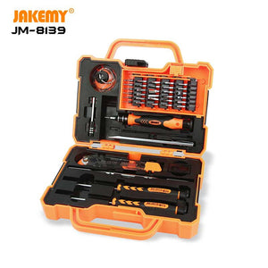 JAKEMY Tool Set / Tool Kit / Tool Box JM-8139 CR-V 47 in 1 Suction Cup / Sim Card Pin / Plastic Opening Tool / Stainless Knife / Metal Spudger / Curved Tweezers / Roller Opening Tool / Extension Bar / Magnetic Non-Slip Handle
