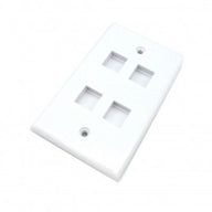 4 Port Keystone Wall Plate for RJ45 RJ11 RJ12 RCA F-Type Jack HDMI-USB-RCA- - White