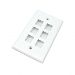 6 Port Keystone Wall Plate for RJ45 RJ11 RJ12 RCA F-Type Jack HDMI-USB-RCA- - White