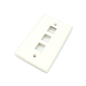 3 Port Keystone Wall Plate for RJ45 RJ11 RJ12 RCA F-Type Jack HDMI-USB-RCA- - White