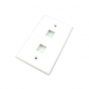 2 Port Keystone Wall Plate for RJ45 RJ11 RJ12 RCA F-Type Jack HDMI-USB-RCA- - White