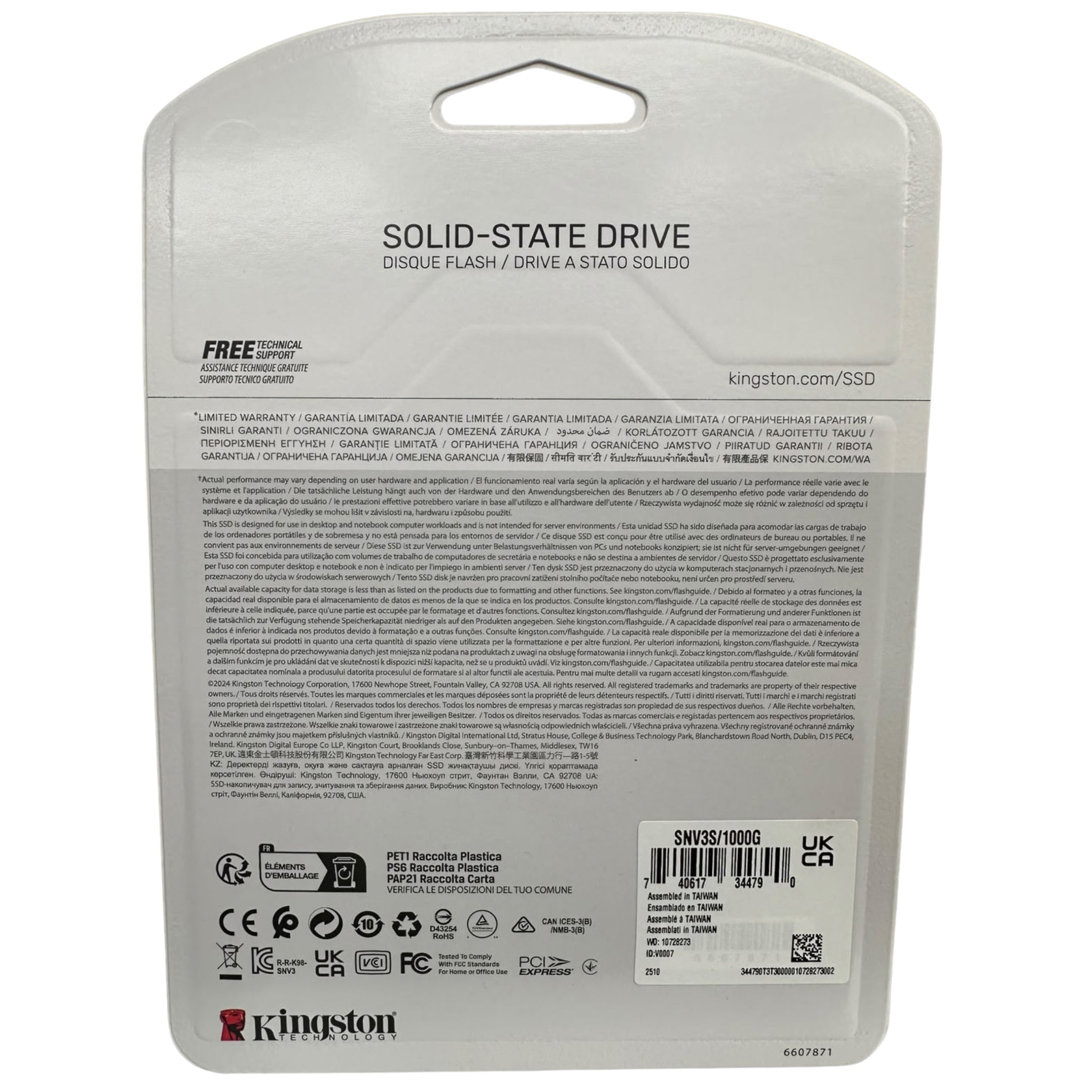Kingston NV3 1TB PCIe 4.0 NVMe M.2 Solid State Drive (SNV3S/1000G) – Up to 6000MB/s