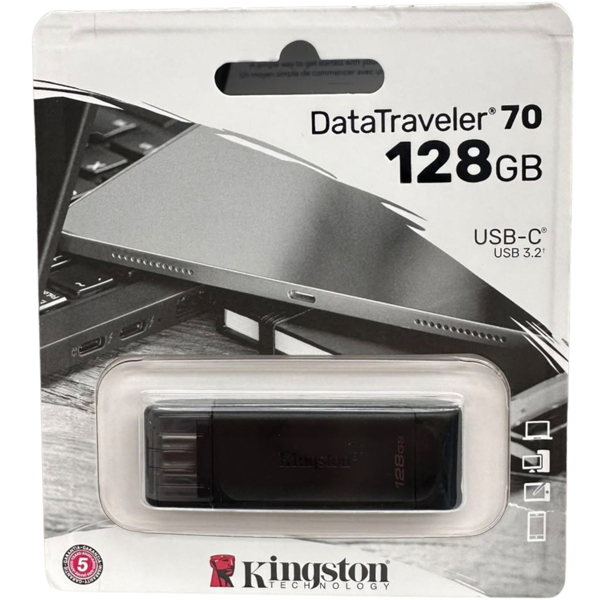 Kingston DataTraveler 70 128GB USB-C Flash Drive – USB 3.2 Gen 1 – DT70/128GB