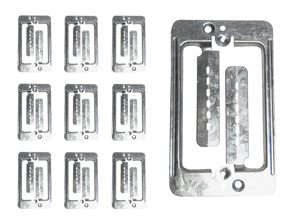 BestMounts 10-Pack 1-Gang Low Voltage Mounting Brackets – Pre-Galvanized Steel Drywall Outlet Plate For Telephone, HDMI, Network & Speaker Wire
