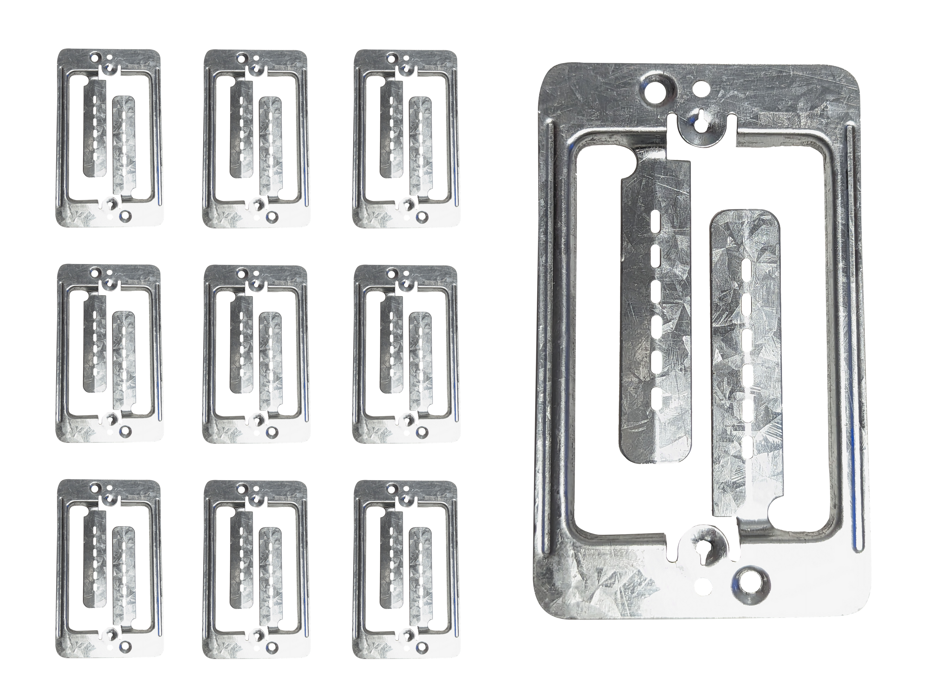 BestMounts - 10 Pack Low Voltage Mounting Brackets 1 Gang Multipurpose Pre Galvanized Steel - Drywall Outlet Cable Wall Plate Bracket for Telephone Wire, Network Cables, HDMI, Speaker Wire