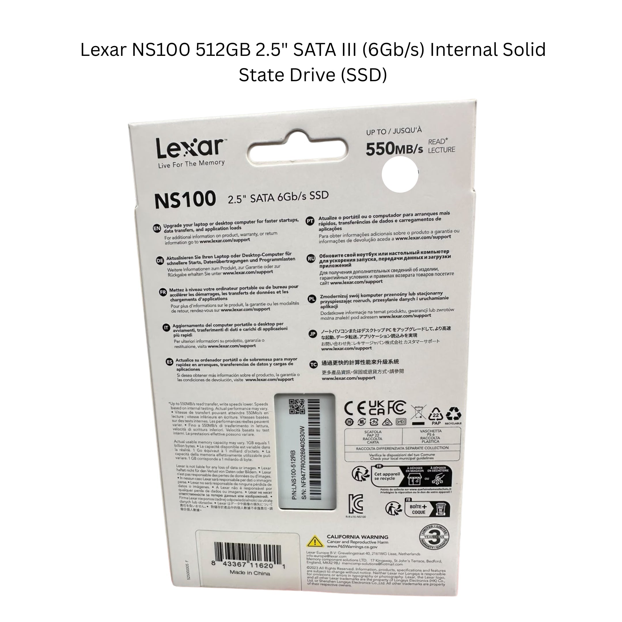Lexar NS100 512GB 2.5-Inch SATA III Internal SSD – Up to 520MB/s ...