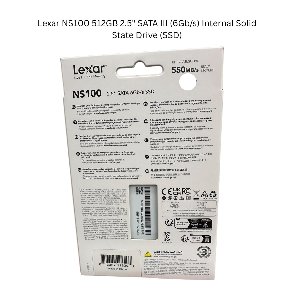 Lexar NS100 512GB 2.5-Inch SATA III Internal SSD – Up to 520MB/s