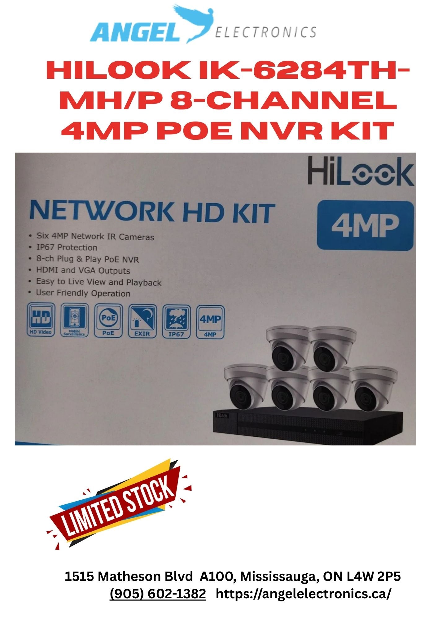 HiLook IK-6284TH-MH/P 8-Channel 4MP PoE NVR Kit