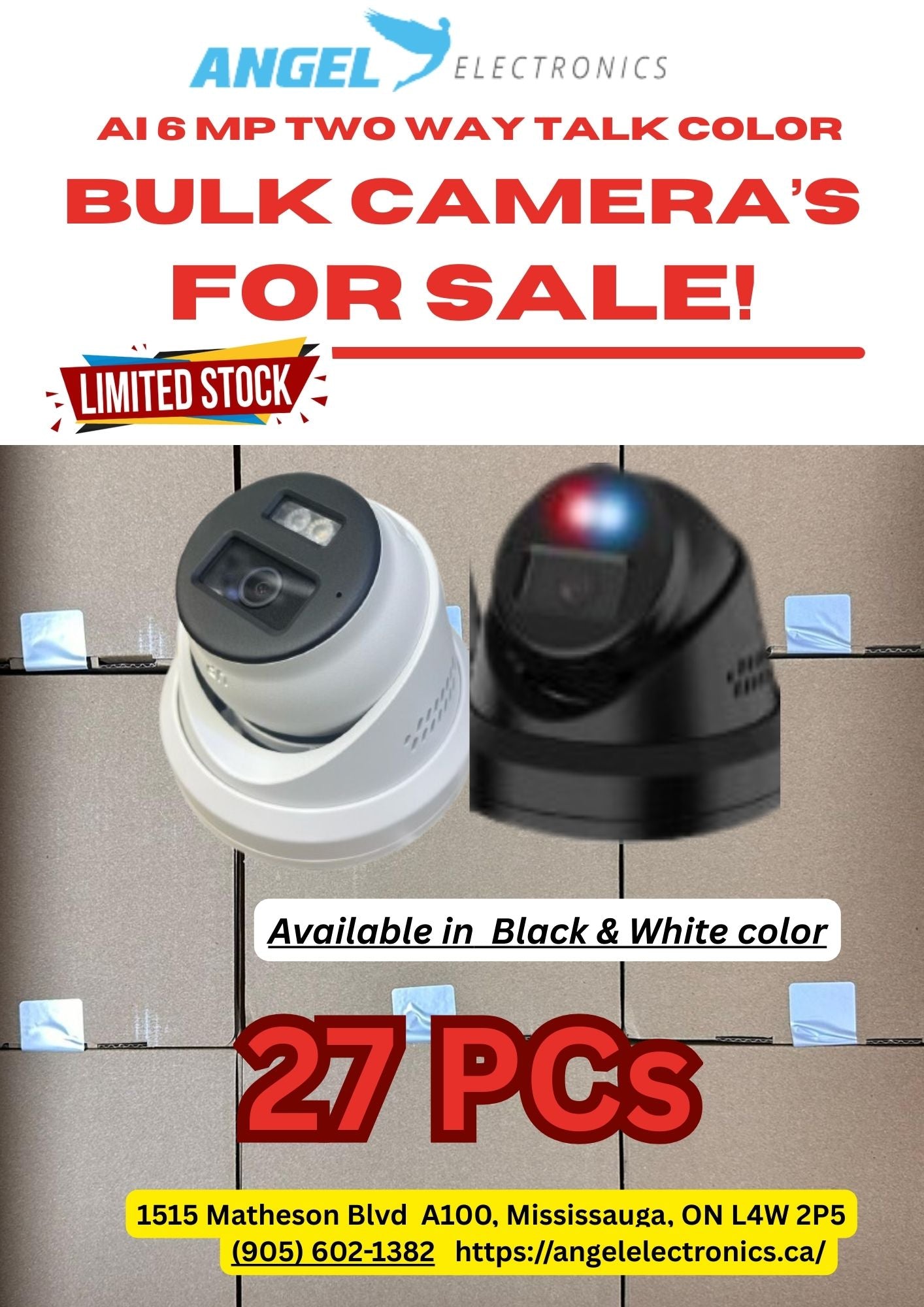 27 PCs Bulk AI 6MP Security Cameras – Two‑Way Talk, Color Vision