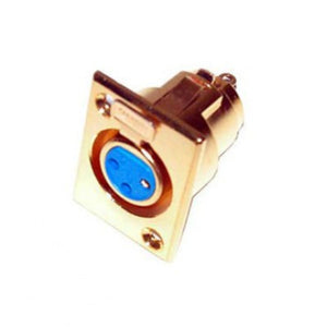 Gold Chassis Mount 3 Pin Female XLR Connector Solder Type, Gold‑Plated Housing