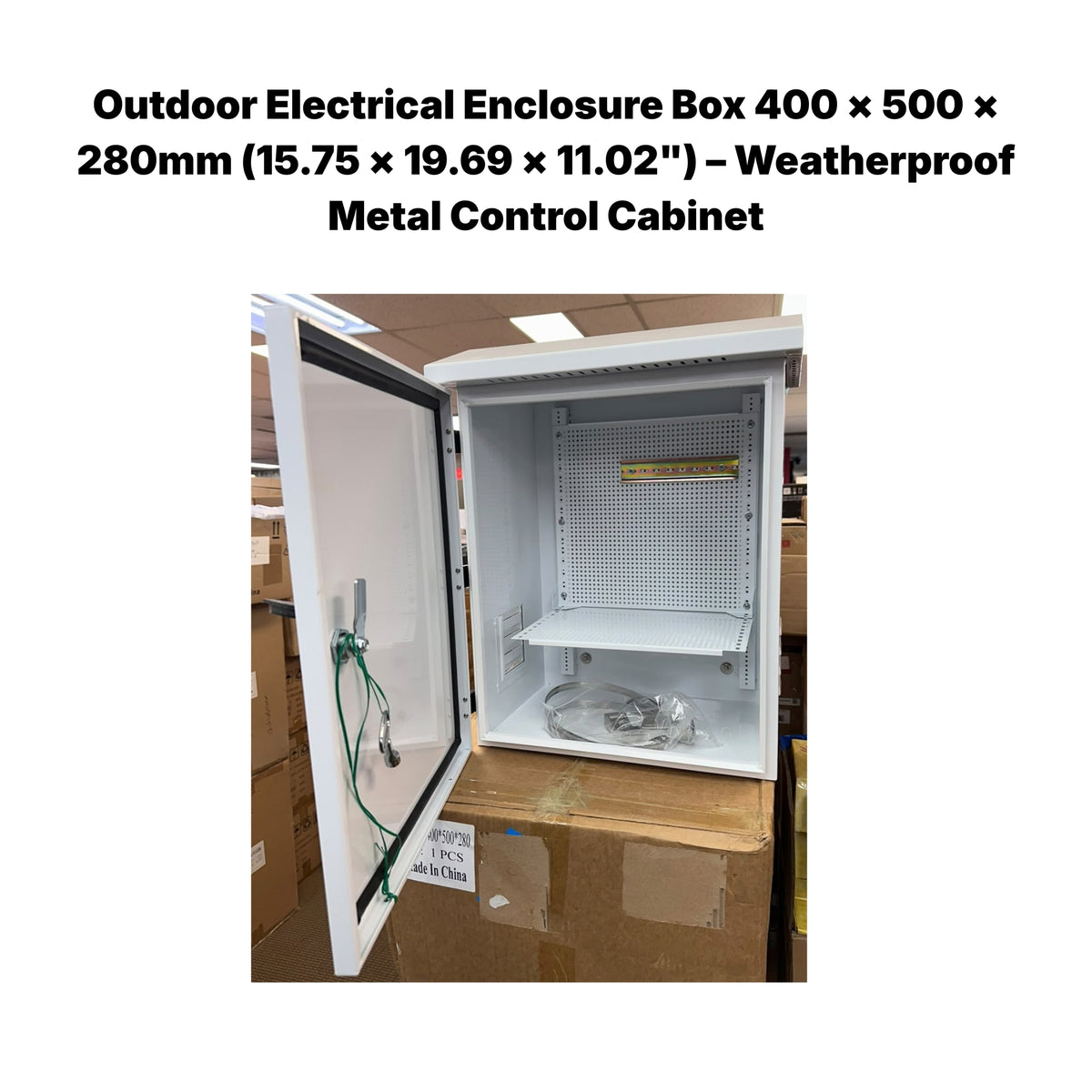 Outdoor Electrical Enclosure Box 400 × 500 × 280mm (15.75 × 19.69 × 11.02") – Weatherproof Metal Control Cabinet